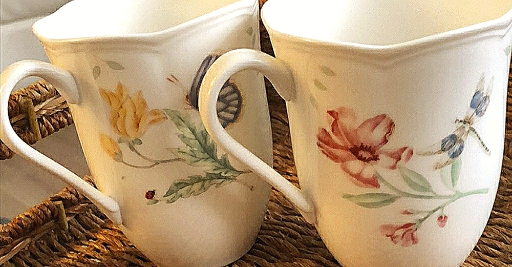 2 Lenox Butterfly Meadow Porcelain Tea Coffee Mugs